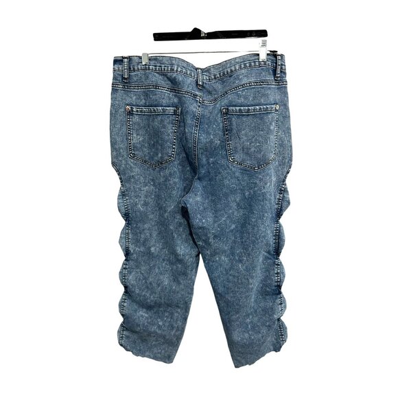 Venus Womens Denim Capri Jeans Side Bow Cutout SZ 16 - Picture 2 of 10